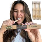 True Wood Co. Bambu diş fırçası, BPA içermez, çevre dostu, gübrelenebilir ahşap diş fırçası, doğal ahşap, 6'lı paket
