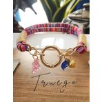 Truego İkili Kedi Köpek Boyun Tasması Bohem Kedi Kolyesi Yaylı Kilit - Pembe