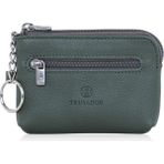 Trusador Milano Yeşil Fermuarlı Mini Boy Kese Cüzdan Unisex Hakiki Deri Rfid Korumalı Erkek Kadın Anahtarlık Kartlık Bozuk Paralık Cüzdan Hediye - 374-Yeşil