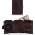 Trusador Verona Kahverengi Fermuarlı Unisex Hakiki Deri Rfid Korumalı Minimalist Bozuk Paralık Cepli Erkek Kadın Mini Cüzdan Hediyelik - 00Kahverengi