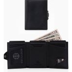 Trusador Verona Siyah Fermuarlı Unisex Hakiki Deri Rfid Korumalı Minimalist Bozuk Paralık Cepli Erkek Kadın Mini Cüzdan Hediye - 0 - Siyah