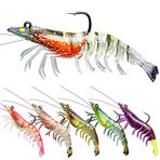 TRUSCEND Önceden Düzenlenmiş Jig Kafası Yumuşak Balıkçılık Yemi, Premium Karides Yemi, VMC Kancalı, Otsuz Yumuşak Yüzme Yemi, Döner Tablalı Balık Yemi, Alabalık Crappie Walleye Olta Takımı