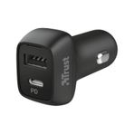 Trust Çift Ultra Hızlı Araç Şarj Cihazı USB ve USB C - Siyah