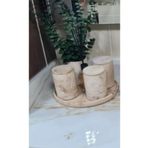Trust Stone 10lu Bej Mermer Desenli Görünümlü Banyo Seti ,sıvı Sabunluk Diş Fırçalığı Beton Aksesuar