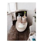 Trust Stone 5'Li Mermer Desenli Beton Banyo Seti ,Sabunluk,Diş Fırçalığı,Tepsi,Mumluk,Havluluk, Aksesuar
