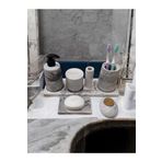 Trust Stone 7'li Mermer Desenli Banyo Seti,sıvı Sabunluk Diş Fırçalığı Beton Aksesuar Takım