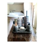 Trust Stone Antrasit Mermer Desen Tam Beton Banyo Seti Tuvalet Wc Sıvı Sabunluk Diş Fırçalığı Aksesuar Takım