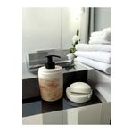 Trust Stone Marble Bej Banyo Seti,Sıvı Sabunluk Diş Fırçalığı Beton Aksesuar Takımı