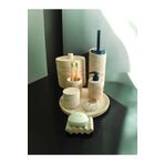 Trust Stone Mermer Desen Bej Beton Banyo Set,Tuvalet Fırçası,Çöp Kovası,Katı,Sıvı Sabunluk,Tepsi,Pamukluk,Mumluk