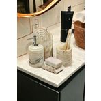 Trust Stone Mermer Serisi Bej Banyo Seti ,sıvı Sabunluk Diş Fırçalığı Beton Aksesuar Takım