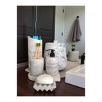 Trust Stone Mermer Serisi Beton Banyo Seti,Çöp Kovasi,Tuvalet Fırçası Takimı,Tepsi,Sıvı ve Katı Sabunluk,