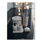 Trust Stone Mermer Serisi Gri Beton Banyo Seti,Çöp Kovasi,Tuvalet Fırçası Takim