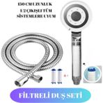 Truva 5 Fonksiyonlu Kireç Önleyici Su Tasarruflu Turbo Duş Başlığı Iki Adet Yedek Filtre