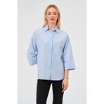 Truvakar Kol %100 Pamuk Poplin Oversize Gömlek Mavi - XS