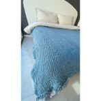 Truy Towel 4 Katlı %100 Pamuk Müslin Yatak Örtüsü - 230 x 250 cm - Mavi