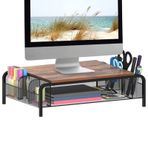 Trwcrt Metal Masa Monitörü Stand Yükseltici, Düzenleyici Çekmeceli, Bilgisayar, Küçük Yazıcı, Dizüstü Bilgisayar için Rustik Monitör Yükselticisi, Siyah ve Kahverengi