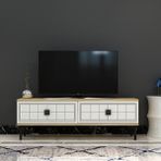 TSA1201DB - Yuka Tv Stand 120CM Safirmeşe-Beyaz - Beyaz - Safir Meşe