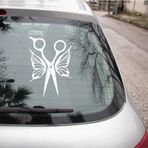TSC Berber Berberler İçin Makas Ve Kelebek Etiket Sticker Yapıştırma 25cm beyaz