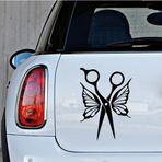 TSC Berber Berberler İçin Makas Ve Kelebek Etiket Sticker Yapıştırma 25cm Sİyah