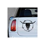 TSC Boynuzlu Boğa ve Dikenli Tel Araba Oto Sticker 20 cm Siyah, 22HZRx30