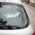 TSC Finish Bayraklı Sport Yazısı Modifiye Araba Oto Sticker 20cm BEyaz