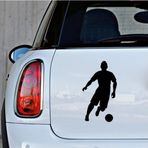 TSC Hızlı Top Süren Futbolcu Oto Araba Sticker Etiket Siyah Renk 19CM