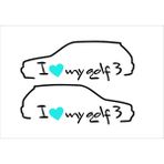 TSC I Love My Golf 3 Volkswagen Golf Mk3 Sticker Sağ Sol 2 Adet - Çok Renkli - 17CM
