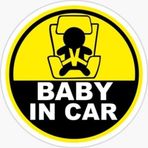 TSC MD2 Dikkat Arabada Bebek Var Sticker Etiket 18 cm Oto Cam Uyarı Levha