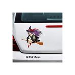 TSC Süpürgeli Cadı Araba Sticker Oto Yapıştırma 16 Cm Çok Renkli, STICKER2K22