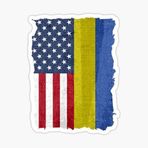 TSC Ukrayna Ukraine ve Abd bayrak Sticker Etiket 18CM