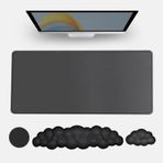 Tscuite Deri Mouse Pad ve Bulut Klavye Bilek Dayanağı, Bilek Destekli 4'ü 1 Arada Genişletilmiş Mousepad Kaymaz Masa Mat Koruyucu, Ofis, Ev için Masa Sümeni (89,9 x 39,9 cm) (Siyah)