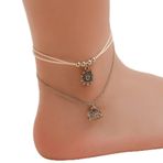 TseenYi Boho katmanlı güneş fil halhal katmanlı plaj halhal bileklik gümüş inciler ayak zinciri vintage güneş sallanan ayak bileği ayak bileği yaz plaj ayak takısı kadınlar ve kızlar için