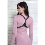 TShirt Bluz Elbise Üzeri Yaka Crop Kemer Deri Harness