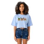 Tshirthane 3 Wise Beagles Christmas Bebe Mavi Kadın Crop