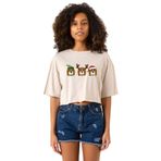 Tshirthane 3 Wise Beagles Christmas Bej Kadın Crop