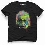 Tshirthane Albert Einstein Colors Siyah Erkek Tshirt