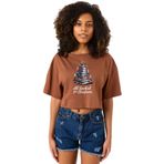 Tshirthane All Booked For Christmas Kahverengi Kadın Crop