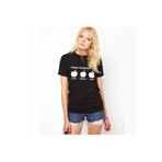 Tshirthane Apples Changed Baskılı Dar Kesim Kadın Siyah T-shirt