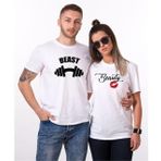 Tshirthane Beast Beauty Dumbell Kurdele Sevgili Kombinleri T-shirt Kombini