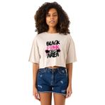 Tshirthane Black Pink In Your Area Bej Kadın Crop