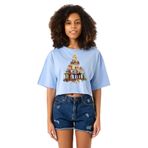 Tshirthane Book Lovers Christmas Bebe Mavi Kadın Crop