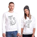 Tshirthane Cats Love Sevgili Kombinleri Sweatshirt Kombini