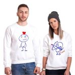 Tshirthane Cupid Heart Sevgili Kombinleri Sweatshirt Kombini
