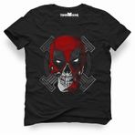 Tshirthane Deadpool Skull Siyah Erkek Tshirt
