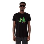 Tshirthane Dinosaur Christmas Tree Siyah Erkek T-shirt