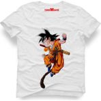 Tshirthane Dragon ball Goku Erkek T-Shirt - Beyaz