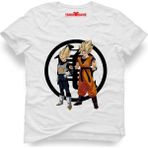 Tshirthane Dragon ball goku vegeta Erkek T-Shirt - M - Beyaz