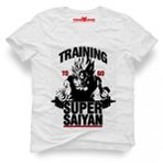 Tshirthane Dragon Ball Super Saiyan Traning Beyaz Erkek T-shirt