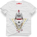 Tshirthane Dreamcatcher wolf Erkek T-Shirt - Beyaz