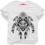 Tshirthane Dreamcatcher wolf logo Erkek T-Shirt - XXL - Beyaz